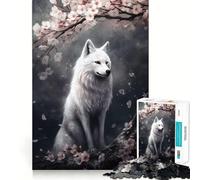 Puzzle Volpe BiancaxFiori di Ciliegio da 1000 pezzi per adolescenti,stimola la mente,divertimento,incastro perfetto,tempo libero avvincente per rilassarsi in casa (50x75cm)