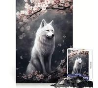 Puzzle Volpe BiancaxFiori di Ciliegio per Ragazzi, 1000 Pezzi, Esercizio di Logica, Relax, Bordi Puliti, (50x75cm)