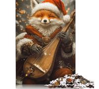 Puzzle "Volpe che suona il liuto in inverno", sfida difficile, 100% in cartone riciclato, per donne e uomini, regali per la festa della mamma, 1000 pezzi (75x50 cm)