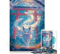 Puzzle "Volpe Kitsune Bianca" da 1000 pezzi,gioco di memoria,taglio di precisione,attività creativa interattiva per stimolare la mente a casa (38x26cm)