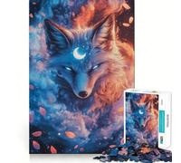 Puzzle "Volpe mistica con luna crescente" per ragazzi, 1000 pezzi, gioco di logica fine, morbido, rilassante, bordi puliti, regalo di alta qualità (38x26cm)