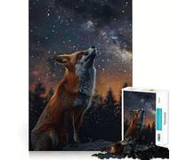 Puzzle "Volpe nella Notte Stellata" per adulti, 1000 pezzi, gioco intelligente e rilassante, con ritagli precisi, oggetto da collezione 38x52cm