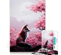 Puzzle Volpe Rossa sotto i Ciliegi in fiore per adulti, 1000 pezzi, gioco intelligente, tranquillo, con un motivo rilassante da assemblare, (38x26cm)