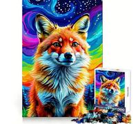 Puzzle Volpe Rossa sotto un Cielo Arcobaleno per adulti, 1000 pezzi, gioco intelligente, tranquillo, con un motivo da assemblare, (38x26cm)