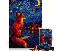 Puzzle Volpe Rossa sotto una Notte Stellata da 1000 pezzi per adolescenti, ideale per rafforzare la memoria, calmare e rilassare, con bordi lisci, (50x75cm)