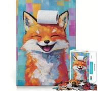 Puzzle "Volpe sorridente con carta igienica" per ragazzi, 1000 pezzi, gioco di logica, divertimento al chiuso, bordi precisi, pezzo da collezione 38x52cm