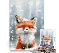 Puzzle "Volpe sorridente nella neve" per ragazzi, 1000 pezzi, gioco di logica fine, passatempo rilassante, bordo netto, pezzo da collezione 38x52cm