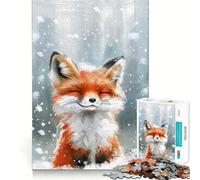 Puzzle "Volpe sorridente nella neve" per ragazzi, 1000 pezzi, gioco di logica fine, passatempo rilassante, bordo netto, pezzo da collezione 38x52cm