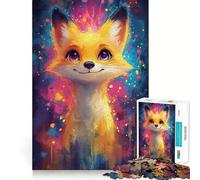 Puzzle "Volpe sorridente tra schizzi di colore" per adolescenti, 1000 pezzi, gioco per l'esercizio mentale, attività per la casa, taglio di precisione, decorazione murale 38x52cm