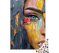 Puzzle Volto Dipinto Nascosto Arte Crepe Legno, 1000 pezzi carta riciclata unisex, gioco educativo rilassante 52x38cm/1000pcs
