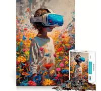 Puzzle VR in un campo di fiori da 1000 pezzi per adolescenti,divertente gioco di memoria,connessione pulita e senza interruzioni,attività di gruppo rilassante al chiuso (50x75cm)