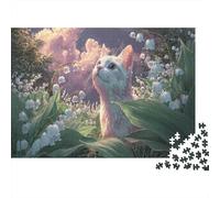 Puzzle White Cat in Lily of The Valley 1000 Pezzi Ragazzi E Per Adulti - Pet Rilassamento Di Giochi E Intrattenimento Familiare, Parete Da Decorazione E Regalo 70x50cm/1000pcs