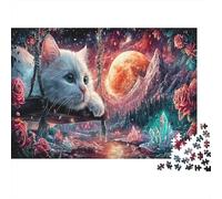 Puzzle White Cat on Swing Jigsaw Puzzles 1000 Pezzi Pet - Familiare Gioco, Aziendale Festa, Amici E Amore Per Regalo 70x50cm/1000pcs