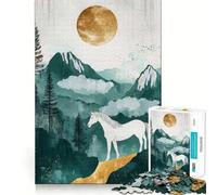 Puzzle "White Horse Mountain Landscape" per ragazzi,1000 pezzi,gioco di memoria divertente,superficie liscia e senza sbavature,regalo di compleanno,rompicapo (38x52cm)