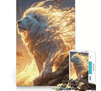 Puzzle White Lion Fire per adulti,1000 pezzi,gioco di memoria e allenamento per la mente,taglio preciso,finitura di alta qualità,un modo coinvolgente per trascorrere il tempo libero (38x52cm)