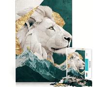 Puzzle White Lion Mountain da 1000 pezzi,gioco di abilità mentale,incastro stabile,parti che non si spostano,passatempo divertente per i lunghi weekend (38x26cm)