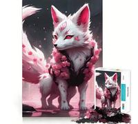 Puzzle White Sakura Kitsune per adulti,1000 pezzi,gioco di concentrazione,taglio di precisione,bordi lisci,divertente sfida per i momenti di attesa (50x75cm)