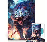 Puzzle "White Tiger Rage" da 1000 pezzi,divertente gioco con tecnologia di taglio laser avanzata,giocattolo per interni ed vacanze (38x26cm)