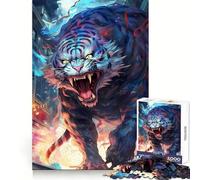 Puzzle "White Tiger Rage" per adolescenti, 1000 pezzi, stimola la concentrazione, favorisce il relax e favorisce la precisione Regalo speciale (38x26cm)