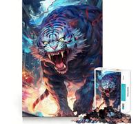 Puzzle "White Tiger Rage" per ragazzi,1000 pezzi,stimolante per la mente,divertente,con componenti robusti e ben definiti,un'attività di gruppo emozionante (50x75cm)
