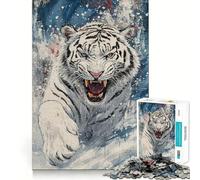 Puzzle "White Tiger Roar" da 1000 pezzi,gioco di costruzione Focus Zero Gap,incastro perfetto,attività gratificante per le giornate di pioggia (38x52cm)