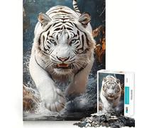 Puzzle White Tiger Splash da 1000 pezzi,gioco di concentrazione mentale,design a incastro preciso,sfida interattiva per il cervello per la casa (38x26cm)