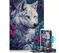 Puzzle White Wolf Bloom da 1000 pezzi,divertente gioco con tecnologia di taglio laser avanzata,giocattolo per interni per le vacanze (38x52cm)
