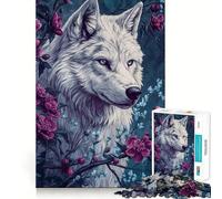 Puzzle White Wolf Bloom da 1000 pezzi per ragazzi,gioco stimolante per la mente,incastro perfetto,senza spazi vuoti,rilassante attività di gruppo al chiuso (38x26cm)
