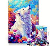 Puzzle White Wolf da 1000 pezzi per ragazzi, stimola la memoria, rilassa la mente, divertente, si incastra perfettamente, perfetto per Natale (38x52cm)