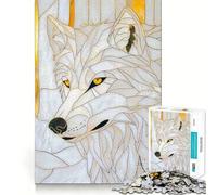 Puzzle White Wolf Gold Decor da 1000 pezzi per ragazzi,gioco stimolante per la mente,montaggio sicuro e stabile,attività divertente per tutta la famiglia (38x52cm)
