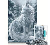 Puzzle White Wolf Winter Guardian da 1000 pezzi,gioco di memoria,divertente,con bordi lisci e incastro perfetto,un modo divertente per riempire le ore vuote (38x26cm)