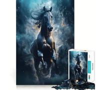 Puzzle Wild Black Nova con cavallo da corsa,1000 pezzi,stimolante per la mente,divertente,senza sbavature,pezzi ben tagliati,ideale per le vacanze e l'intrattenimento in casa (38x26cm)