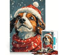 Puzzle "Winter Dog on Christmas" per adulti,1000 pezzi,gioco di logica e divertimento mentale,tecnologia di taglio laser avanzata,sfida divertente per ingannare il tempo (50x75cm)