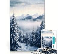 Puzzle "Winter Pines Bliss" per ragazzi,1000 pezzi,stimolante per la mente,divertente,con componenti robusti e ben definiti,un'attività di gruppo emozionante (50x75cm)
