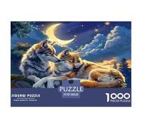 Puzzle Wolf A 1000 Pezzi Per Adulti,Crescent Moon Starry Gioco Diabilità Impossibile Gioco Intellettivo Familiare Regali Di Festa 38x26cm/1000pcs