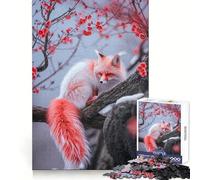 Puzzle Wolf Cherry Blossom per ragazzi, 1000 pezzi, esercizio di logica, relax, bordi puliti, (38x52cm)
