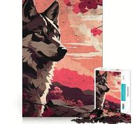 Puzzle Wolf Cherry Blossom per ragazzi,1000 pezzi,gioco stimolante per la mente,pezzi senza sbavature,taglio netto,facile da imparare,divertimento per tutta la famiglia (38x52cm)