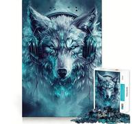 Puzzle Wolf Cyberpunk Neon da 1000 pezzi per adolescenti,gioco di memoria e concentrazione,taglio di qualità professionale,attività rilassante di gruppo al chiuso (50x75cm)
