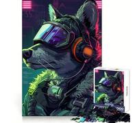 Puzzle Wolf Cyberpunk Neon da 1000 pezzi per adolescenti, stimola la logica, ideale per il tempo libero, con taglio preciso e come regalo speciale (50x75cm)