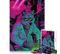 Puzzle Wolf Cyberpunk Neon da 1000 pezzi per adolescenti, stimola la logica, ideale per il tempo libero, con taglio preciso e come regalo speciale (38x52cm)
