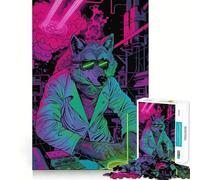 Puzzle Wolf Cyberpunk Neon da 1000 pezzi per ragazzi,gioco cognitivo,incastro perfetto,compatto,divertente per il tempo di gioco in famiglia (38x52cm)