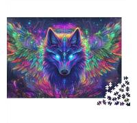 Puzzle Wolf Da 1000 Pezzi, Puzzle Starry Background Adulti, Gioco Diabilità Impossibile Puzzle in Legno Gioco Intellettivo Familiare Regali Di Festa 1000pcs (75x50cm)