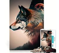 Puzzle Wolf Double Exposure da 1000 pezzi,Memory Train,divertente,superficie liscia e priva di sbavature,sfida stimolante per il tempo libero (38x52cm)