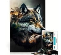 Puzzle Wolf Double Exposure da 1000 pezzi per adulti,divertente per allenare la mente,con componenti robusti e ben definiti,ideale per una pausa rilassante (38x52cm)