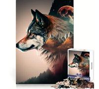 Puzzle Wolf Double Exposure da 1000 pezzi per adulti, ideale per la chiarezza mentale, il relax e il divertimento, con bordi sottili Regalo perfetto (50x75cm)