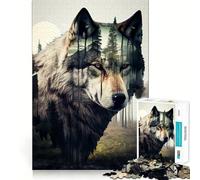Puzzle Wolf Double Exposure da 1000 pezzi per ragazzi,gioco di memoria e concentrazione,taglio di qualità professionale,attività rilassante di gruppo al chiuso (50x75cm)