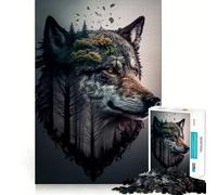 Puzzle Wolf Double Exposure da 1000 pezzi per ragazzi,gioco di memoria e concentrazione,taglio di qualità professionale,attività rilassante di gruppo al chiuso (50x75cm)