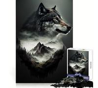 Puzzle Wolf Double Exposure da 1000 pezzi, stimolante per la mente, ideale per distrarsi, con bordi precisi e un significato speciale (38x52cm)