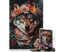 Puzzle "Wolf in Bloom" da 1000 pezzi per ragazzi, stimolante per la mente, passatempo rilassante, facile da assemblare, regalo di Natale ideale (50x75cm)