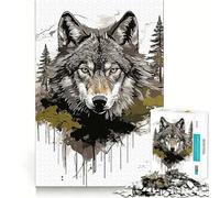 Puzzle Wolf Paint da 1000 pezzi,gioco di logica e pensiero creativo,taglio e abilità manuale,momento di tranquillità,esercizio mentale da fare a casa (38x52cm)